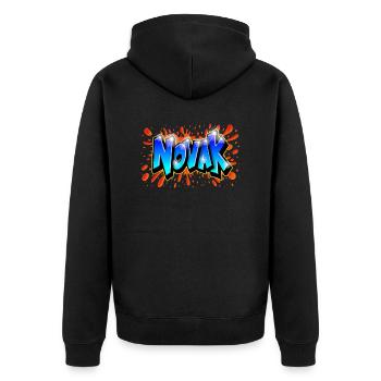 Graffiti NOVAK custom graff print - Unisex Premium Organic Zip Hoodie - black - Back - Nico (187cm)
