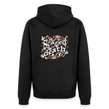 Scared to death for dark backgrounds - Unisex Premium Organic Zip Hoodie - black - Back - Nico (187cm)