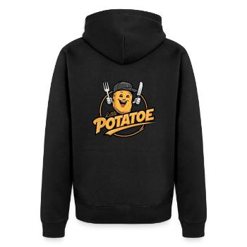 Funny Potato with Baseball Cap Vegan Vegetarian - Unisex Premium Organic Zip Hoodie - black - Back - Nico (187cm)