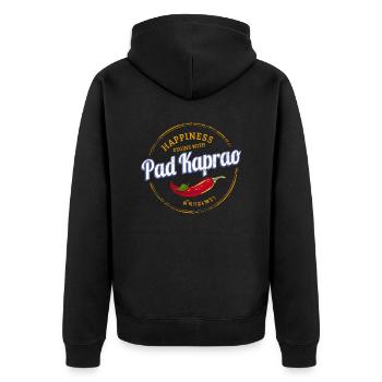 Pad Kaprao Chili Retro Streetfood Vintage Thailand - Unisex Premium Bio Zip Hoodie - Schwarz - Hinten - Nico (187cm)