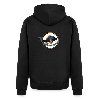 Fisch im Wasser - Unisex Premium Bio Zip Hoodie - Schwarz - Hinten - Nico (187cm)