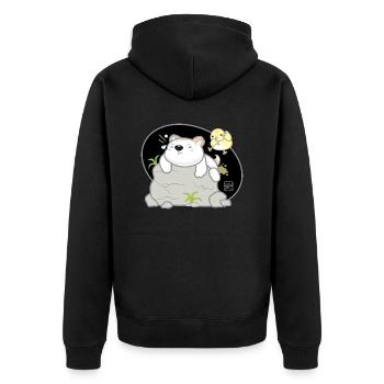 Dog Korean - Japanese Style 08 - Unisex Premium Organic Zip Hoodie - black - Back - Nico (187cm)