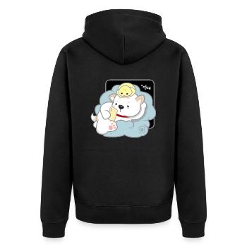 Hund koreanisch - japanischer Stil 03B - Unisex Premium Bio Zip Hoodie - Schwarz - Hinten - Nico (187cm)