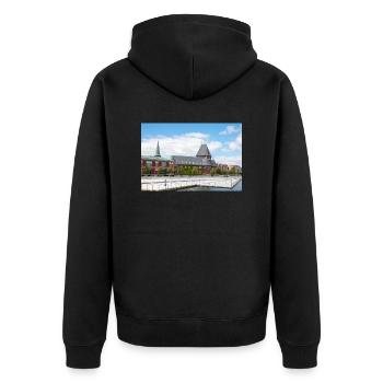 Maison de douane d’Aarhus (Toldboden) Ville d’Aarhus - Veste à capuche bio Premium Unisexe - noir - Dos - Nico (187cm)