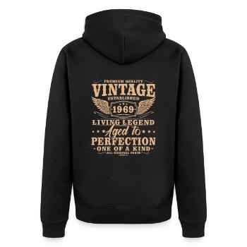 Vintage 1969 Vintage Anniversaire Cadeau Rétro - Veste à capuche bio Premium Unisexe - noir - Dos - Nico (187cm)