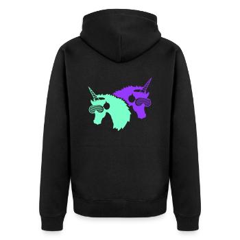 2 Coole DJ Einhörner Zwei Team Party Club Musik - Unisex Premium Bio Zip Hoodie - Schwarz - Hinten - Nico (187cm)