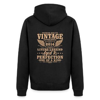 Vintage 2014 Jahrgang Geburtstag Retro Geschenk - Unisex Premium Bio Zip Hoodie - Schwarz - Hinten - Nico (187cm)