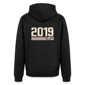2019 Jahrgang 2019 Geburtstag 2019 Retro 2019 - Unisex Premium Bio Zip Hoodie - Schwarz - Hinten - Nico (187cm)
