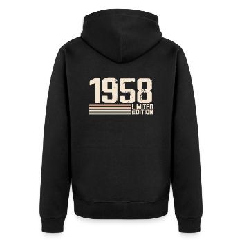 1958 Jahrgang 1958 Geburtstag 1958 Retro 1958 - Unisex Premium Bio Zip Hoodie - Schwarz - Hinten - Nico (187cm)