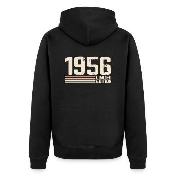 1956 Jahrgang 1956 Geburtstag 1956 Retro 1956 - Unisex Premium Bio Zip Hoodie - Schwarz - Hinten - Nico (187cm)