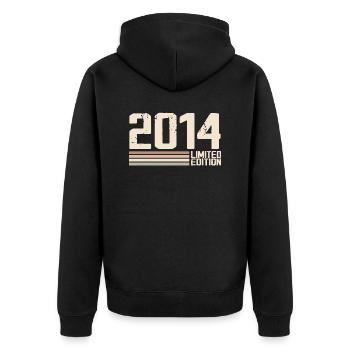 2014 Jahrgang 2014 Geburtstag 2014 Retro 2014 - Unisex Premium Bio Zip Hoodie - Schwarz - Hinten - Nico (187cm)
