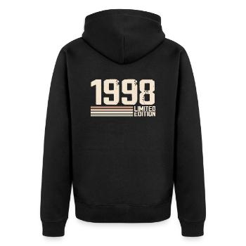 1998 Jahrgang 1998 Geburtstag 1998 Retro 1998 - Unisex Premium Bio Zip Hoodie - Schwarz - Hinten - Nico (187cm)