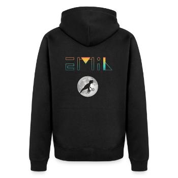 EMIL - Beautiful boy name with dinosaur - Unisex Premium Organic Zip Hoodie - black - Back - Nico (187cm)