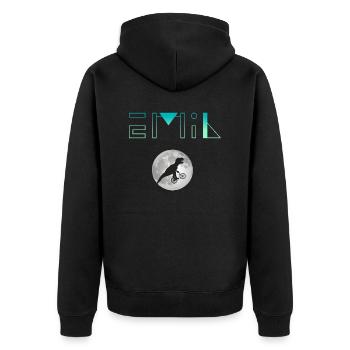 EMIL - Beautiful boy name with dinosaur - Unisex Premium Organic Zip Hoodie - black - Back - Nico (187cm)