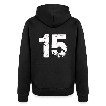 15 - Unisex Premium Bio Zip Hoodie - Schwarz - Hinten - Nico (187cm)