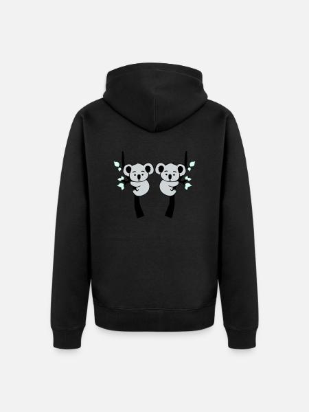 Koala Bear Comic Tree 2 - Unisex Premium Organic Zip Hoodie - black