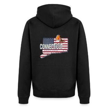 Connecticut United States Retro Map - Unisex Premium Organic Zip Hoodie - black - Back - Nico (187cm)