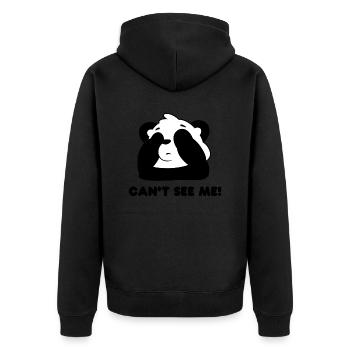 Panda Design "CAN ́T SEE ME" - Unisex Premium Organic Zip Hoodie - black - Back - Nico (187cm)