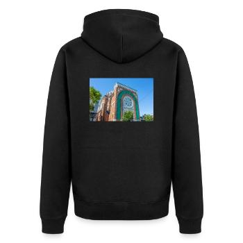 Kirche St. Michael und St. Anthony Montréal - Unisex Premium Bio Zip Hoodie - Schwarz - Hinten - Nico (187cm)