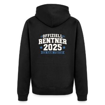 Rentner 2025 Ich habe fertig - Unisex Premium Bio Zip Hoodie - Schwarz - Hinten - Nico (187cm)