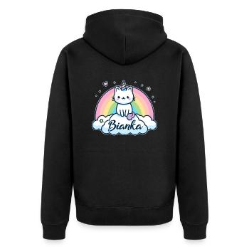 Bianka Name Vorname Einhornkatze - Unisex Premium Bio Zip Hoodie - Schwarz - Hinten - Nico (187cm)