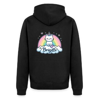 Brigitte Nom Prénom Licorne Chat - Veste à capuche bio Premium Unisexe - noir - Dos - Nico (187cm)