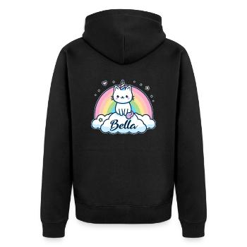 Bella Name Vorname Einhornkatze - Unisex Premium Bio Zip Hoodie - Schwarz - Hinten - Nico (187cm)