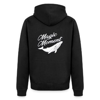 Whale - Nature Protection - Magic - Unisex Premium Organic Zip Hoodie - black - Back - Nico (187cm)