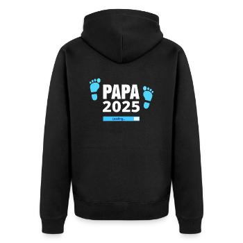 Papa 2025 Loading - Geschenk für werdende Väter - Unisex Premium Bio Zip Hoodie - Schwarz - Hinten - Nico (187cm)