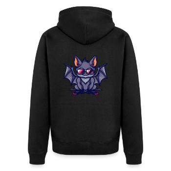 Fledermaus Comic Cool - Unisex Premium Bio Zip Hoodie - Schwarz - Hinten - Nico (187cm)