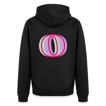 Lettre o multicolore - Veste à capuche bio Premium Unisexe - noir - Dos - Nico (187cm)