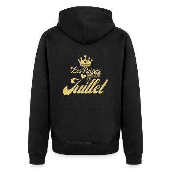 Königinnen werden im Juli geboren Glitzer - Unisex Premium Bio Zip Hoodie - Schwarz - Hinten - Nico (187cm)