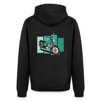 S51 (turquoise) // Illustration - Veste à capuche bio Premium Unisexe - noir - Dos - Nico (187cm)
