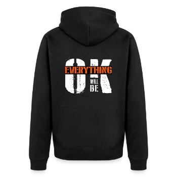 everything will be ok - Unisex Premium Bio Zip Hoodie - Schwarz - Hinten - Nico (187cm)