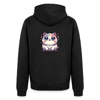 Not Today, Human – Lustiges Katzen Shirt - Unisex Premium Bio Zip Hoodie - Schwarz - Hinten - Nico (187cm)