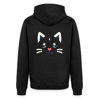 Chatons Kawaii, Animaux de compagnie - Veste à capuche bio Premium Unisexe - noir - Dos - Nico (187cm)