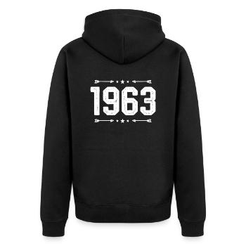 Millésime 1963 Cru 62ème anniversaire 1963 - Veste à capuche bio Premium Unisexe - noir - Dos - Nico (187cm)