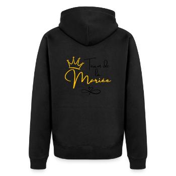 Teamkrone der Braut - Brautgeschenk - Unisex Premium Bio Zip Hoodie - Schwarz - Hinten - Nico (187cm)