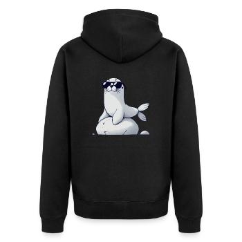 Seal Sunglasses - Unisex Premium Organic Zip Hoodie - black - Back - Nico (187cm)