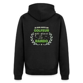 Fier d’être Golfeur et Passionné de la Rando - Veste à capuche bio Premium Unisexe - noir - Dos - Nico (187cm)