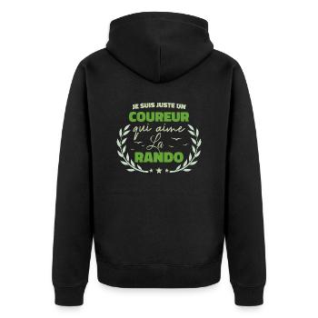 Fier d’être Coureur et Passionné de la Rando - Veste à capuche bio Premium Unisexe - noir - Dos - Nico (187cm)