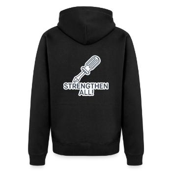 ALLE STÄRKEN - Unisex Premium Bio Zip Hoodie - Schwarz - Hinten - Nico (187cm)