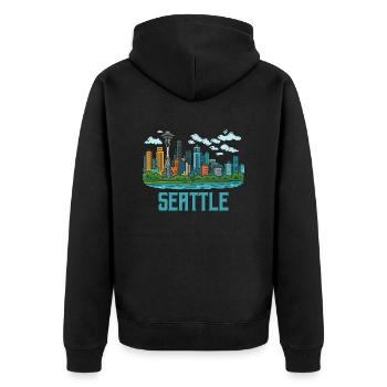 Ville de Seattle - Veste à capuche bio Premium Unisexe - noir - Dos - Nico (187cm)