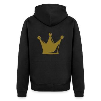 Crown - Unisex Premium Organic Zip Hoodie - black - Back - Nico (187cm)