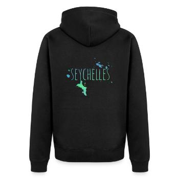 Seychelles - Unisex Premium Bio Zip Hoodie - Schwarz - Hinten - Nico (187cm)