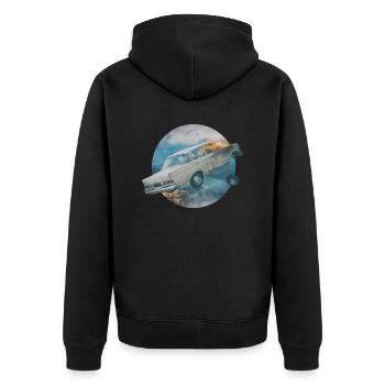 Vintage Stunt Crash Car - Unisex Premium Organic Zip Hoodie - black - Back - Nico (187cm)