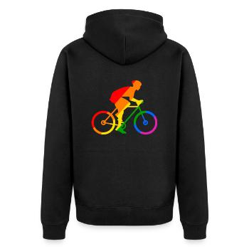 Rainbow bike sport - Unisex Premium Organic Zip Hoodie - black - Back - Nico (187cm)