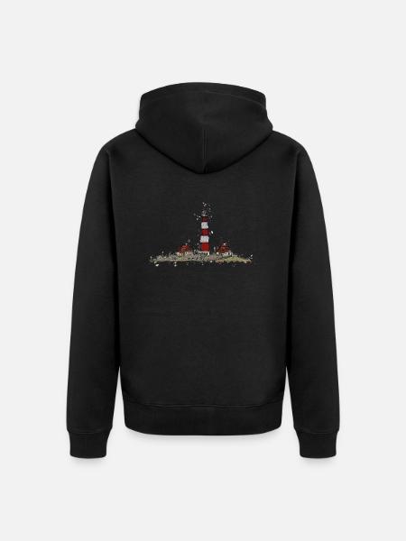 Der Westerhever Leuchtturm mal anders - Unisex Premium Bio Zip Hoodie - Schwarz
