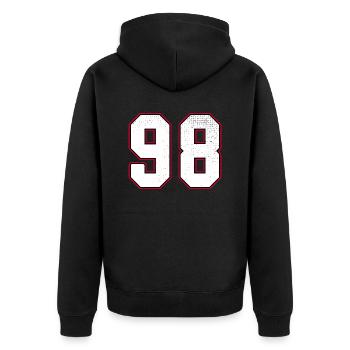 Numéro quatre-vingt-dix-huit - 98 Classic Vintage Sport - Veste à capuche bio Premium Unisexe - noir - Dos - Nico (187cm)