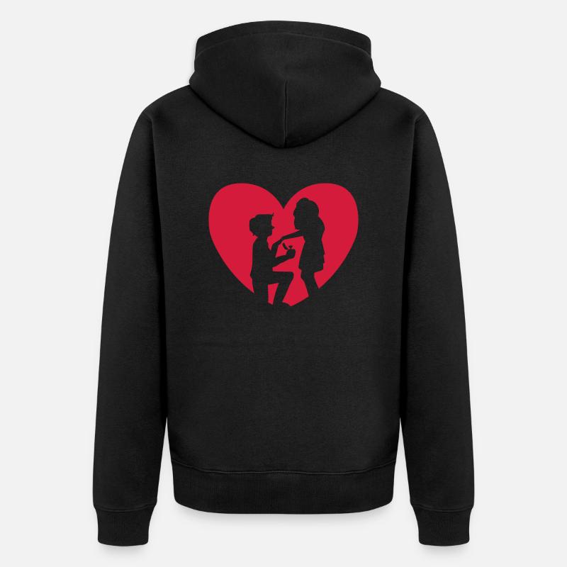 Heiratsantrag Herz - Hochzeit Antrag - Unisex Premium Bio Zip Hoodie - Schwarz